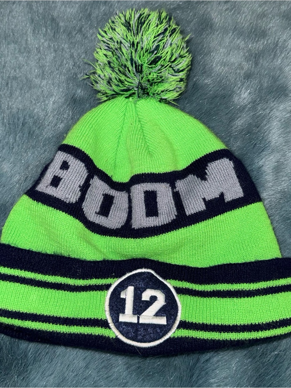 Rare Seattle Seahawks BOOM 12 Pom Beanie Hat